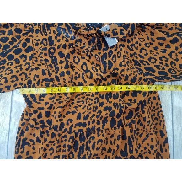 Lane Bryant Illusion Collection Blouse Top Womens Size 18 Brown Animal Print New - Picture 8 of 13